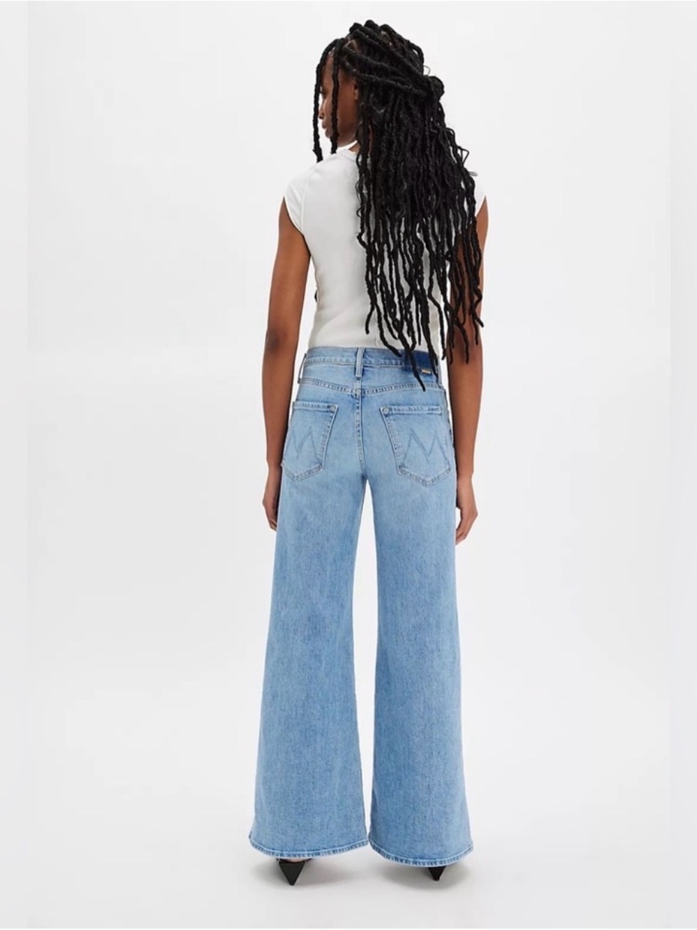 MOTHER Light Blue Wide-Leg High-Rise Jeans